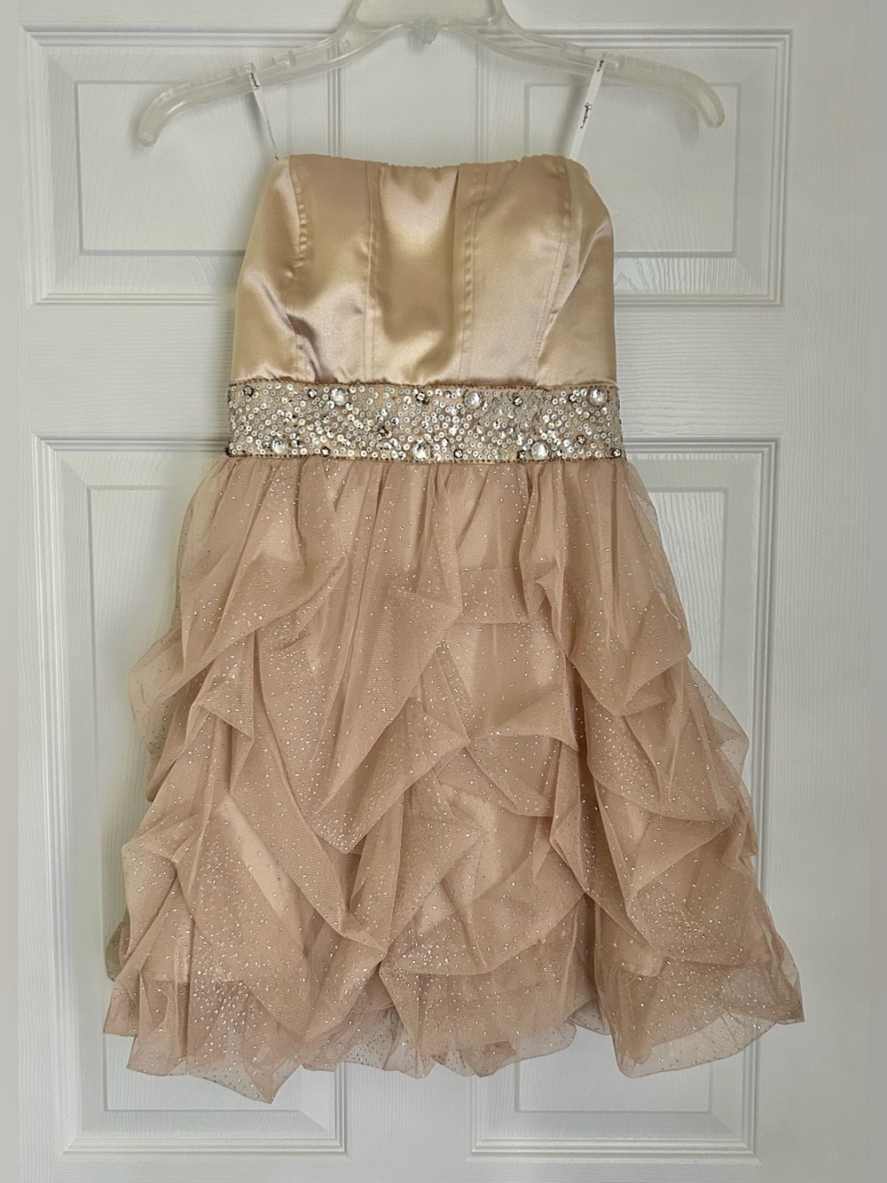 NWT Speechless Sparkle Champagne Ruffle Party Homecoming Winterfest Dress Size 5
